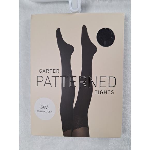 Forever 21 Women's Garter Black Patterned Tights Fall S/M & M/L - Picture 7 of 10